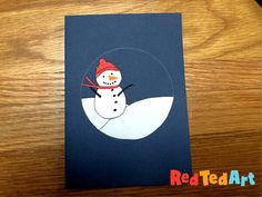 DIY Snow Globe Card - Red Ted Art - Kids Crafts Snow Globe Card, Diy Puffy Paint, 3d Christmas Cards, Snow Globe Crafts, Simple Holiday Cards, Globe Crafts, Diy Snow, Diy Confetti