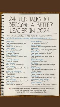 a book with the title 24 ted talks to become a better leader in 2024