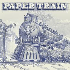 a drawing of a train with the words paper train on it's front and side