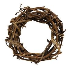 a twig wreath is shown against a white background