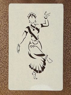 a black and white drawing of a woman dancing