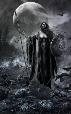 Viking Metal, Celtic Goddess, Celtic Mythology, Arte Fantasy, Norse Mythology, Gods And Goddesses, Mythical Creatures, Dark Art, Full Moon