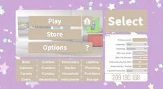 a computer screen showing the options to select items for each item in the game,