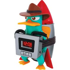 a clock that is shaped like a bird with a hat on it's head