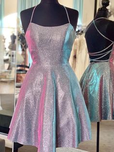 Halter Neck Short Purple Prom Dress with Cross Back, Backless Short Purple Formal Homecoming Dresses Prom Dresses Shiny, Purple Prom Dress Short, Purple Prom Dresses, Dresses 15, School Event Dress, Simple Homecoming Dresses, Purple Homecoming Dress, Purple Prom, Dress Display