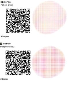 two circles with qr code on them, one is pink and the other is white