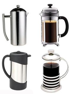 four different types of french press coffee makers