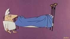 an animated image of a man laying in bed with his head on the back of a chair