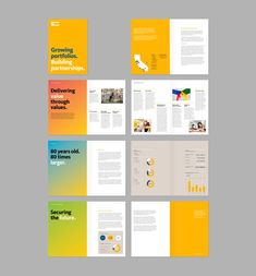 the brochure is designed to look like an orange and yellow color scheme