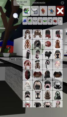 the screenshot shows many different types of hair