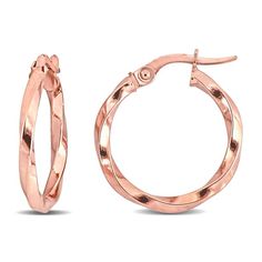 Rose Gold Twist Hoop Earrings | REEDS Jewelers Twist Hoop Earrings, Rose Gold Hoop Earrings, Twisted Hoop Earrings, Wedding Day Jewelry, Engagement Ring Guide, Metal Shop, Ring Size Guide, Rose Gold Earrings, Diamond Studs