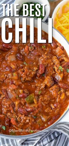 the best chili recipe in a white bowl