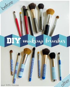 there are many makeup brushes arranged in a circle with the words diy make up brushes