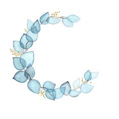 the letter c made up of blue leaves