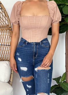 Mesh crop top with back zipper closure and boning. -Runs true to size model is wearing size small Mesh Crop Top, Corset Top, High Waisted Skirt, Mom Jeans, Amber, Crop Top, Mesh, Crop Tops, Zipper