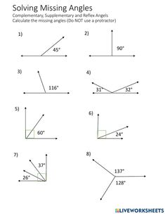 the missing angles worksheet is shown in this diagram, which shows how to use triangles