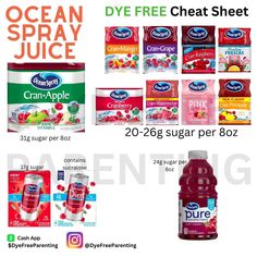 an ad for ocean spray juice with the price tag on it and other items in front