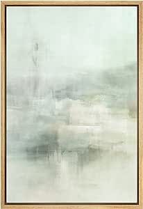 an abstract painting with white and grey colors