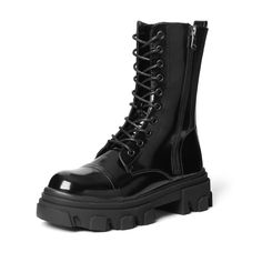 PRICES MAY VARY. Modern Military Combat Boots: Round toe, compact style, chunky platform, as well as the block heel, all the elements are exclusive for your chic look Classic Design for Convenient: Zip closure along the side of platform boots for easily wearing on or off, front lace up for calf circumference adjustment Mid Calf Boots with Low Heel: TPR outsoles feature in wear-resistance, block heels cushioned foot bed for comfort and stable Man Made Material: Soft and smooth PU leather upper, e Boots Low Heel, Military Combat Boots, Slouchy Style, Lug Sole Boots, Womens Combat Boots, Womens Mid Calf Boots, Chunky Platform, Calf Boots, Mid Calf Boots