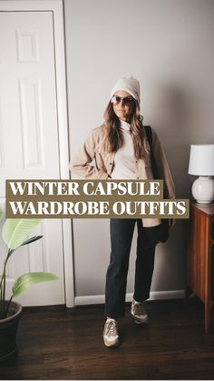 Sneakers To Work, Shacket Outfit, Flare Jeans Outfit, Oversized Aviator Sunglasses, Beanie Outfit, Tan Sneakers, Capsule Wardrobe Outfits, Winter Capsule, Winter Capsule Wardrobe