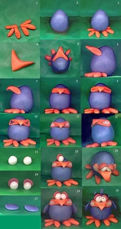 an image of different types of angry birds on display in various positions and sizes, including eggs