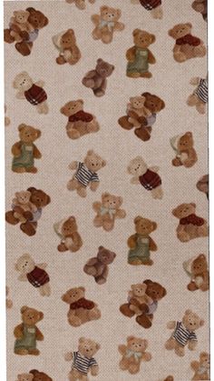 a white rug with teddy bears on it