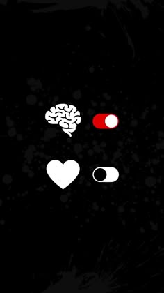 a black background with some white and red items on it's face in the dark