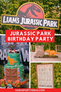 there is a birthday party with dinosaurs on it