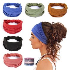 Our versatile wide headbands for women are designed to fulfill two essential functions: absorbing sweat and keeping hair out of your face. Crafted from the softest materials, these headbands are 5.5 inches wide and can be folded to your desired width, providing both comfort and functionality. The inclusion of just the right amount of spandex ensures that the headbands are stretchy enough to stay securely in place without causing discomfort. While functionality is crucial, we understand the impor African Turban, Chic Headband, Hairpieces For Women, Cosplay Hair, Cheap Hair Products, Yoga Headband, Sports Headbands, Boho Headband, Wide Headband