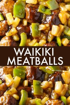 the recipe for waki meatballs is shown in two different images with text overlay