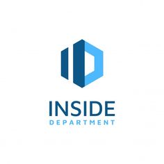 the inside department logo is shown on a white background with blue letters and a hexagonal