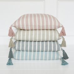 three pillows stacked on top of each other