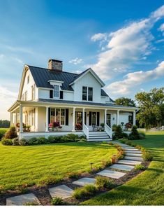 a white house with steps leading up to it