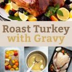 the cover of roast turkey with gravy