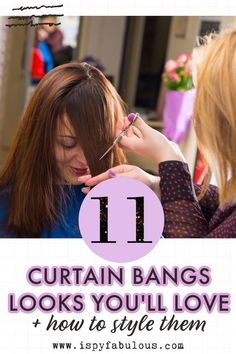 Curtain bangs (or fringe bangs) are super flattering and work on all face shapes, hair types, hair cuts and more. Find out which style is write for you and how to style them. Bang Inspo