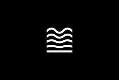 a black and white logo with waves