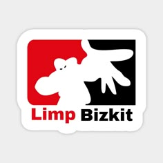 a white sticker with the words limbp bizkit on it