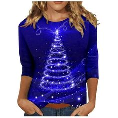 BLVB Christmas Shirts for Women 3/4 Length Sleeve Tunic Tops Trendy Cute Graphic Tees Loose Blouses Gifts for Ladies Welcome to BLVB store, I wish you a happy shopping Our products are produced in our own factory with various styles We offer various discounts, and we offer a 30-day quality guarantee please rest assured to place an order If you have any questions, please feel free to contact me, it is our honor to serve you SOMEONE ASKED Q: Is the quality of the clothes as described? A: Yes, if the product you receive is not as described, we are ready to give you a full refund. Q: How to choose the size? A: Dear Queen, please check our size chart, we suggest buy one two sizes larger. Thank you BLVB Womens clothes made of soft stretch quick-drying high quality fabric. Pro-skin, elastic , dur Womens Christmas Tops, Womens Shirts Casual, Christmas Shirts For Women, Loose Blouses, Gifts For Ladies, Womens Christmas Shirts, Tops Trendy, Cute Graphic Tees, Womens Clothes