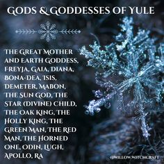 a snowflake with the words god's and goddesss of yule