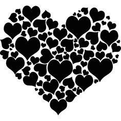 a black and white heart made up of many hearts in the shape of a heart