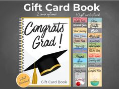 congratulations card book with graduation cap and tassel