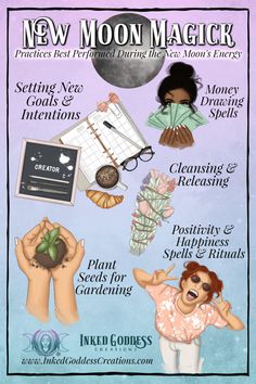 Moon Magick Witchcraft, New Moon Practice, New Moon Witch, Witchcraft New Moon, New Moon Spells, New Moon Invocation, Full Moon Prosperity Spell, New Moon Magic, Witchcraft Moon Water