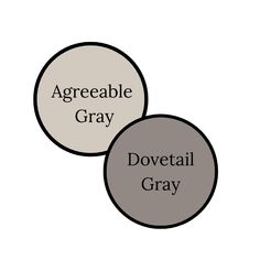 two circles with the words agreeable gray and dovetail gray