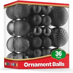 the package contains black and silver ornaments