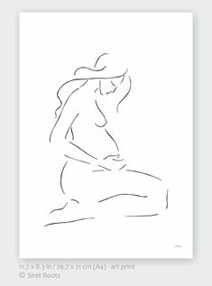 a drawing of a woman sitting on the ground