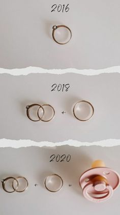 two pictures showing different types of rings and the same size as shown in this image