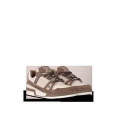 LOUIS VUITTON® - Lv Trainer Sneaker - Taupe Lv Trainer Sneaker, Brown Trainers, Louis Vuitton Gifts, Louis Vuitton Sneakers, Vintage Basketball, Heart Shoes, Fresh Sneakers, Heart Clothes, Lv Shoes