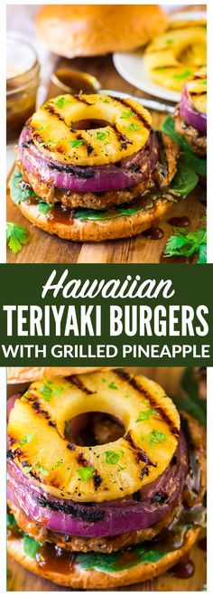 grilled hawaiian burgers with grilled pineapple