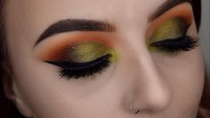 Olive Green And Orange, Prom Makeup Tutorial, Cut Crease Tutorial, Silver Eyeshadow, Creamy Eyeshadow, Orange Cut, Saints And Sinners, Kat Von D Makeup, Green Makeup