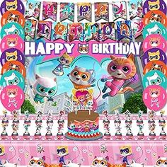 a birthday party with pink and purple decorations